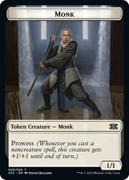 Wrenn and Six Emblem // Monk Double-sided Token [Double Masters 2022 Tokens] | Rock City Comics