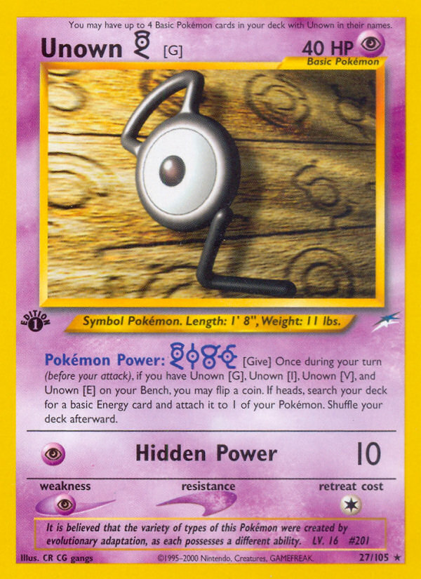 Unown [G] (27/105) [Neo Destiny 1st Edition] | Rock City Comics