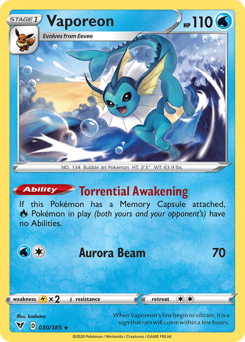 Vaporeon (030/185) [Sword & Shield: Vivid Voltage] | Rock City Comics