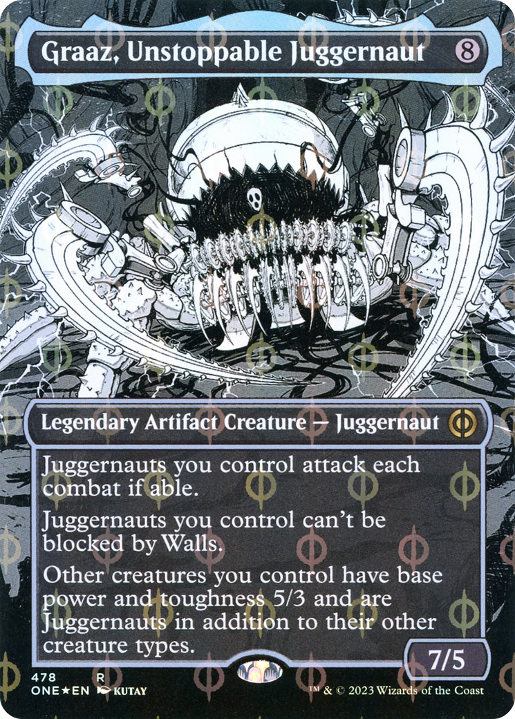 Graaz, Unstoppable Juggernaut (Borderless Manga Step-and-Compleat Foil) [Phyrexia: All Will Be One] | Rock City Comics