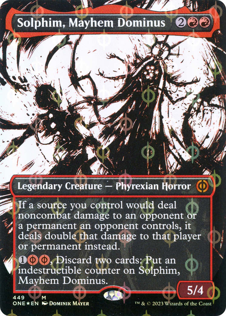 Solphim, Mayhem Dominus (Borderless Ichor Step-and-Compleat Foil) [Phyrexia: All Will Be One] | Rock City Comics