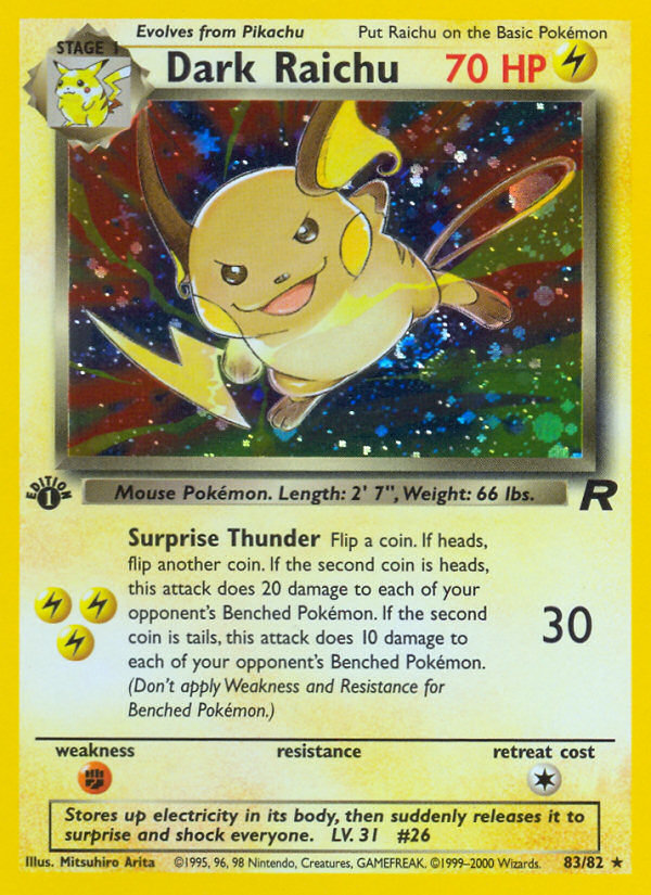 Dark Raichu (83/82) [Team Rocket 1st Edition] | Rock City Comics