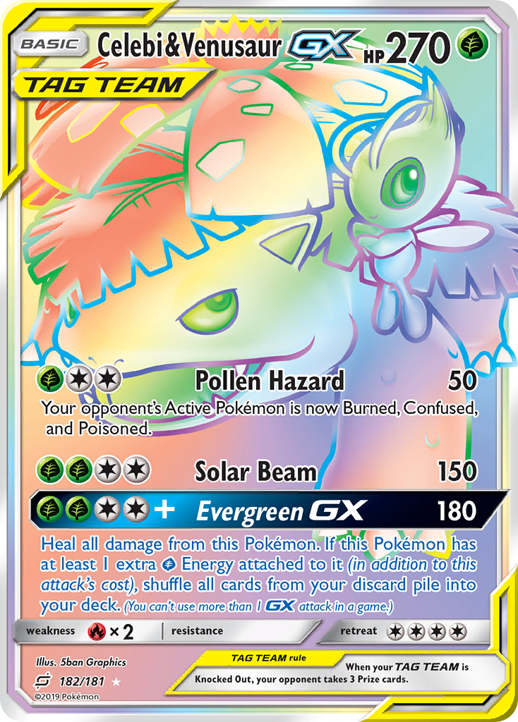 Celebi & Venusaur GX (182/181) [Sun & Moon: Team Up] | Rock City Comics