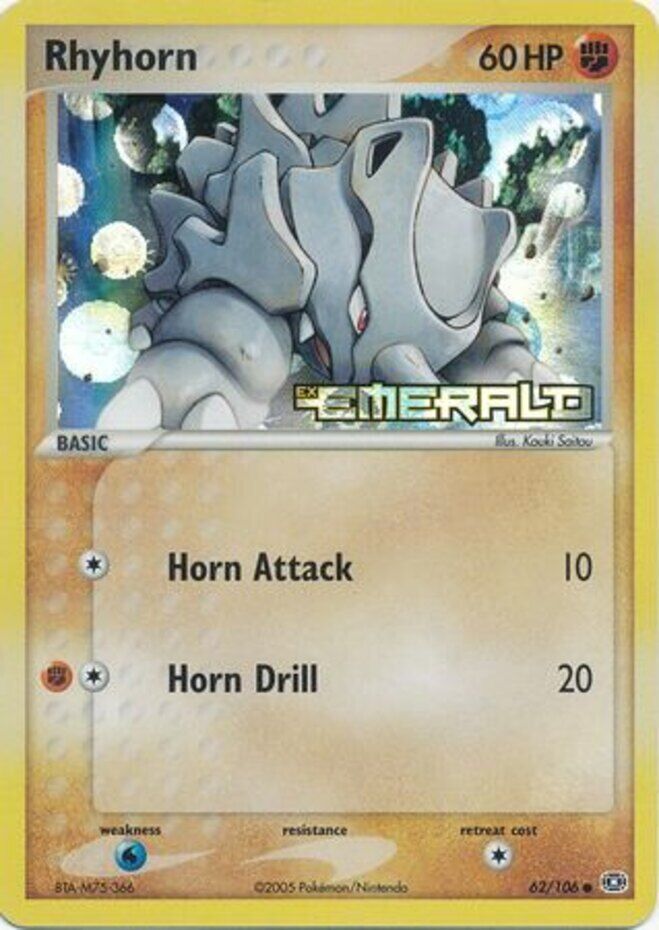 Rhyhorn (62/106) (Stamped) [EX: Emerald] | Rock City Comics