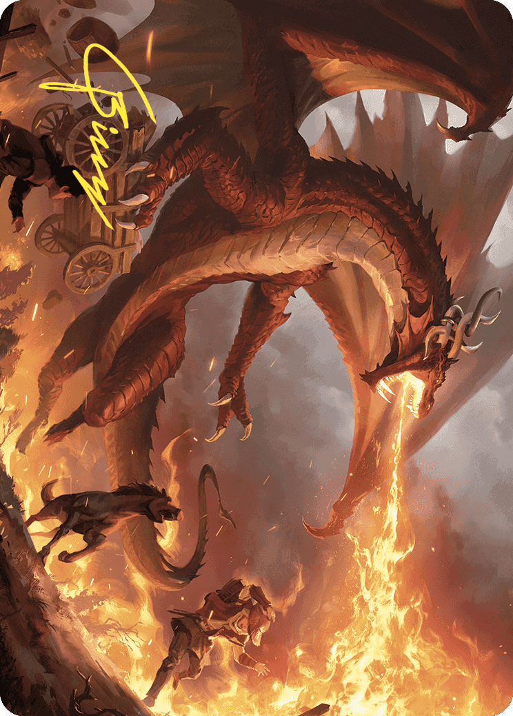 Realm-Scorcher Hellkite Art Card (Gold-Stamped Signature) [Wilds of Eldraine Art Series] | Rock City Comics