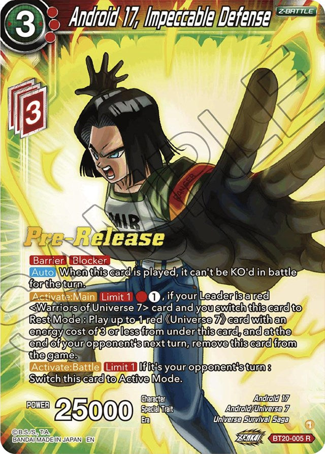 Android 17, Impeccable Defense (BT20-005) [Power Absorbed Prerelease Promos] | Rock City Comics