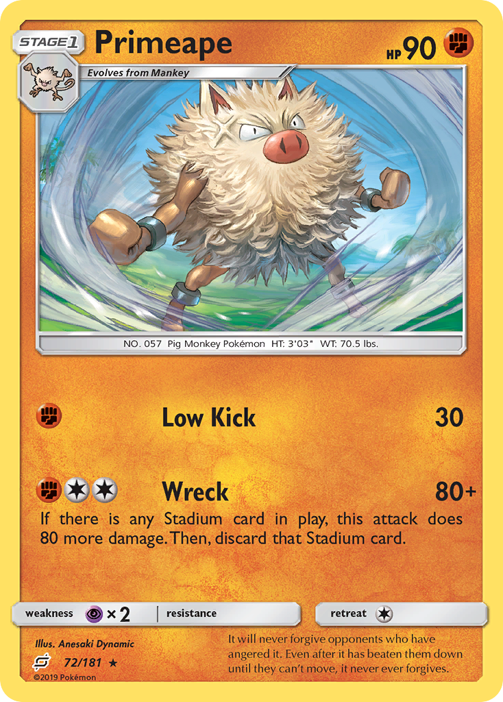 Primeape (72/181) [Sun & Moon: Team Up] | Rock City Comics