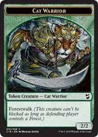 Cat Warrior // Elemental Double-sided Token [Commander 2018 Tokens] | Rock City Comics