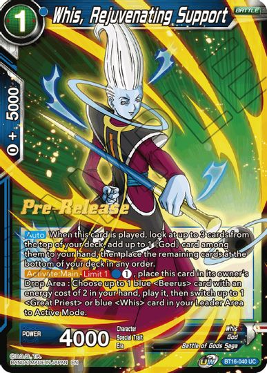 Whis, Rejuvenating Support (BT16-040) [Realm of the Gods Prerelease Promos] | Rock City Comics