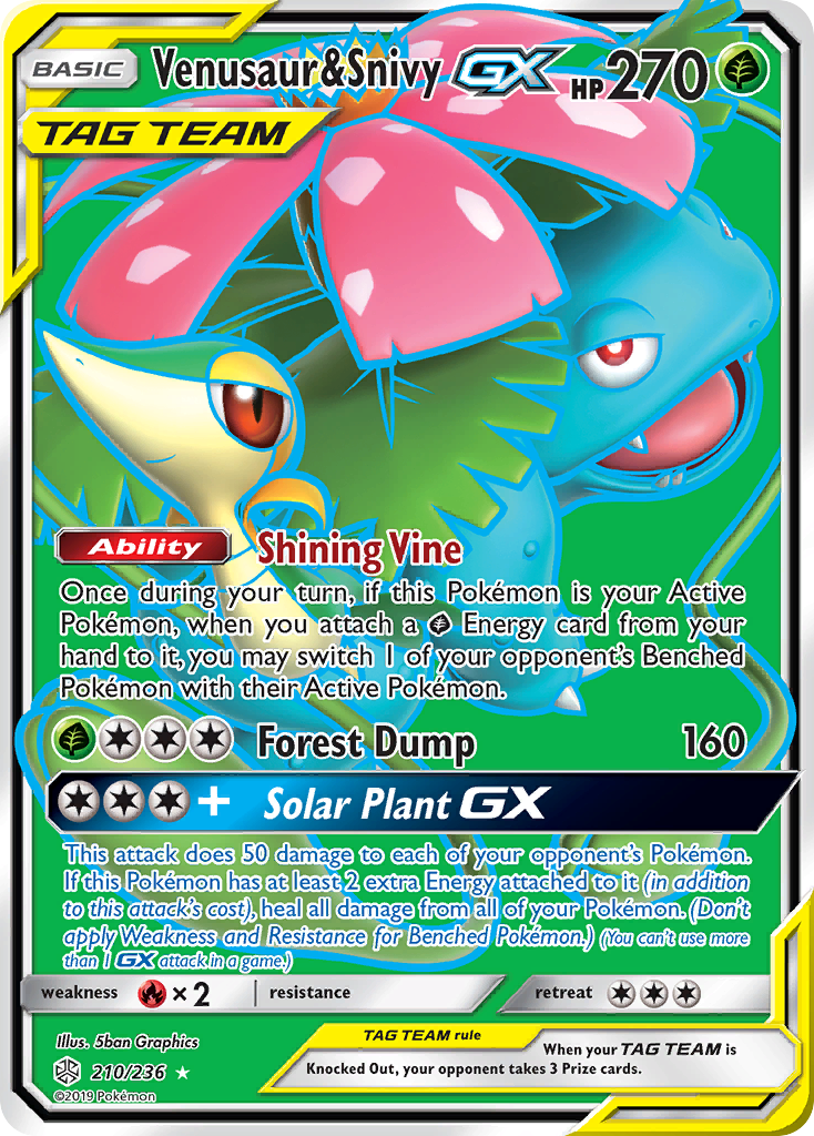 Venusaur & Snivy GX (210/236) [Sun & Moon: Cosmic Eclipse] | Rock City Comics