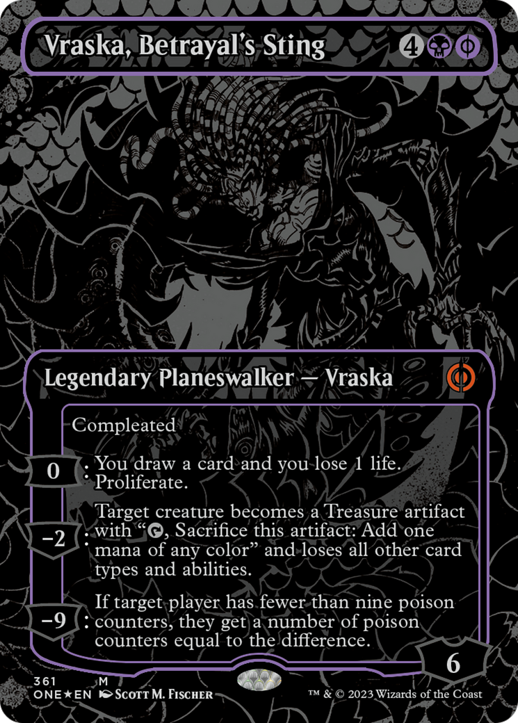 Vraska, Betrayal's Sting (Oil Slick Raised Foil) [Phyrexia: All Will Be One] | Rock City Comics