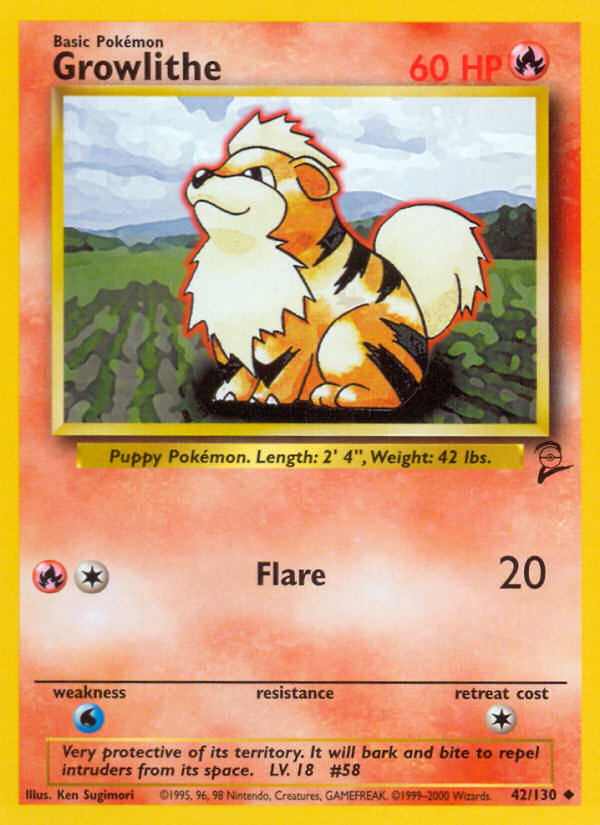 Growlithe (42/130) [Base Set 2] | Rock City Comics