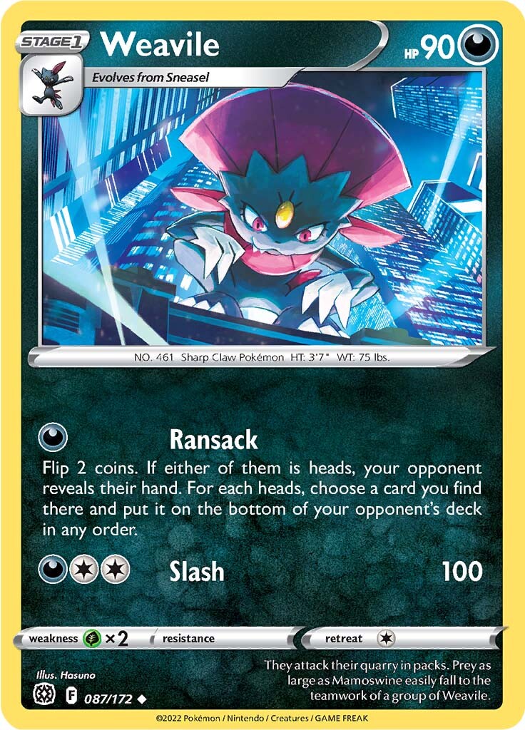 Weavile (087/172) [Sword & Shield: Brilliant Stars] | Rock City Comics