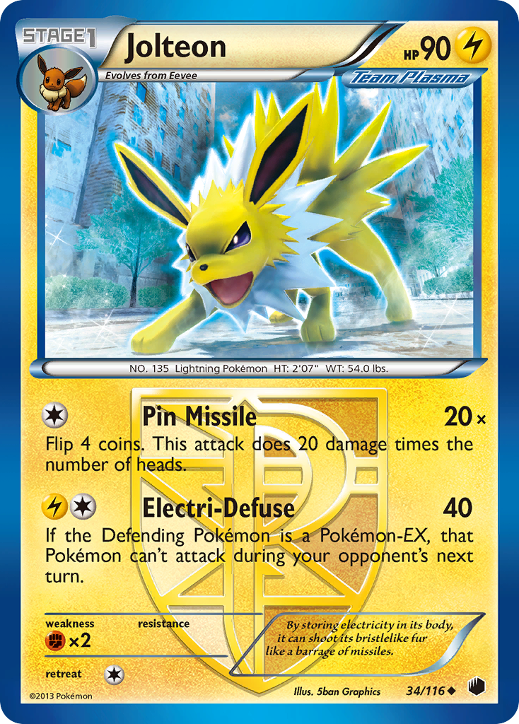 Jolteon (34/116) [Black & White: Plasma Freeze] | Rock City Comics