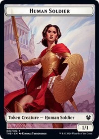 Human Soldier // Gold Double-sided Token [Theros Beyond Death Tokens] | Rock City Comics