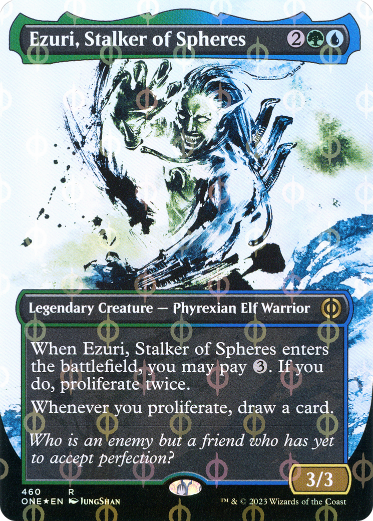 Ezuri, Stalker of Spheres (Borderless Ichor Step-and-Compleat Foil) [Phyrexia: All Will Be One] | Rock City Comics