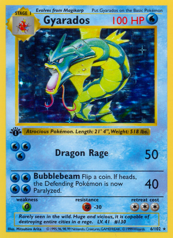 Gyarados (6/102) (Shadowless) [Base Set 1st Edition] | Rock City Comics