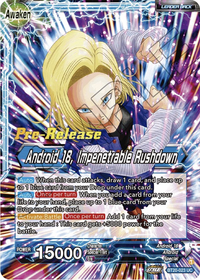 Android 18 // Android 18, Impenetrable Rushdown (BT20-023) [Power Absorbed Prerelease Promos] | Rock City Comics