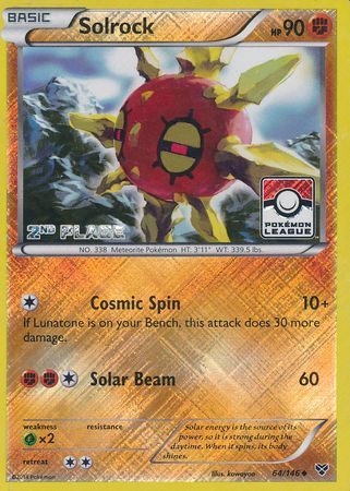 Solrock (64/146) (2nd Place League Challenge Promo) [XY: Base Set] | Rock City Comics