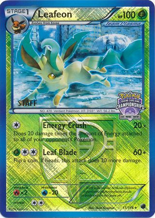 Leafeon (11/116) (States Championship Promo Staff) [Black & White: Plasma Freeze] | Rock City Comics