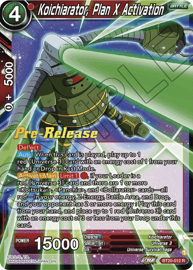 Koichiarator, Plan X Activation (BT20-012) [Power Absorbed Prerelease Promos] | Rock City Comics