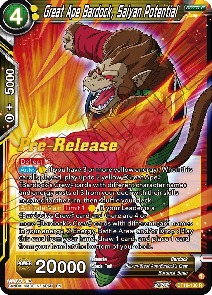 Great Ape Bardock, Saiyan Potential (BT18-106) [Dawn of the Z-Legends Prerelease Promos] | Rock City Comics