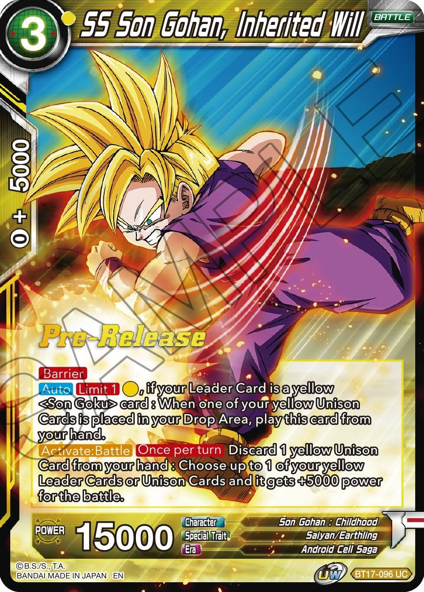 SS Son Gohan, Inherited Will (BT17-096) [Ultimate Squad Prerelease Promos] | Rock City Comics