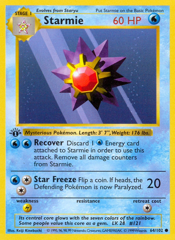 Starmie (64/102) (Shadowless) [Base Set 1st Edition] | Rock City Comics