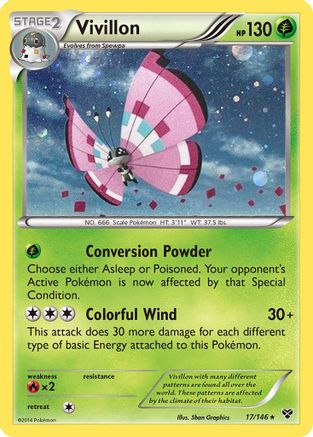 Vivillon (17/146) (Meadow Form/Pink Wings) (Cosmos Holo) [XY: Base Set] | Rock City Comics