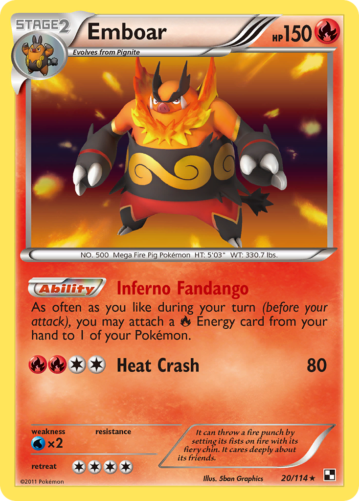 Emboar (20/114) [Black & White: Base Set] | Rock City Comics