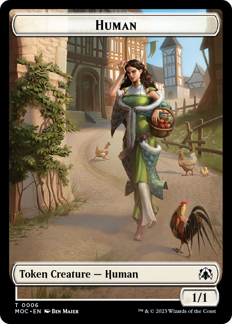 Zombie Knight // Human (6) Double-Sided Token [March of the Machine Commander Tokens] | Rock City Comics