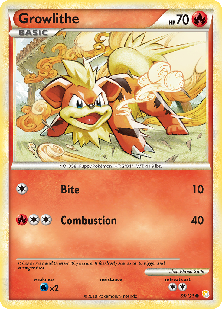 Growlithe (65/123) [HeartGold & SoulSilver: Base Set] | Rock City Comics