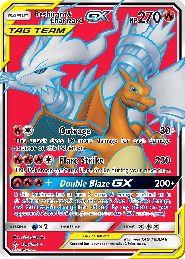 Reshiram & Charizard GX (194/214) [Sun & Moon: Unbroken Bonds] | Rock City Comics