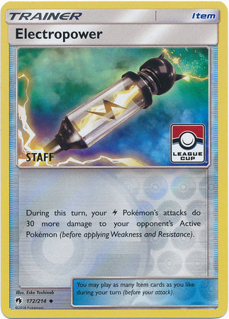 Electropower (172/214) (League Promo Staff) [Sun & Moon: Lost Thunder] | Rock City Comics