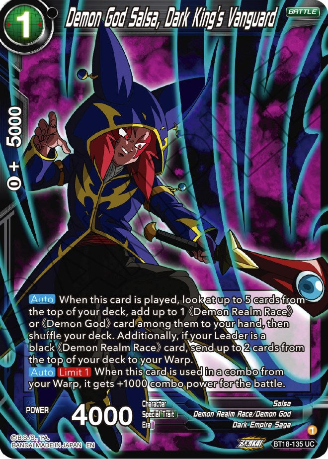 Demon God Salsa, Dark King's Vanguard (BT18-135) [Dawn of the Z-Legends] | Rock City Comics