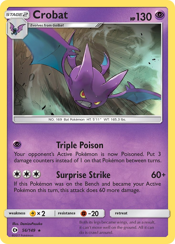 Crobat (56/149) (Prerelease Kit Exclusive) (Theme Deck Exclusive) [Sun & Moon: Base Set] | Rock City Comics