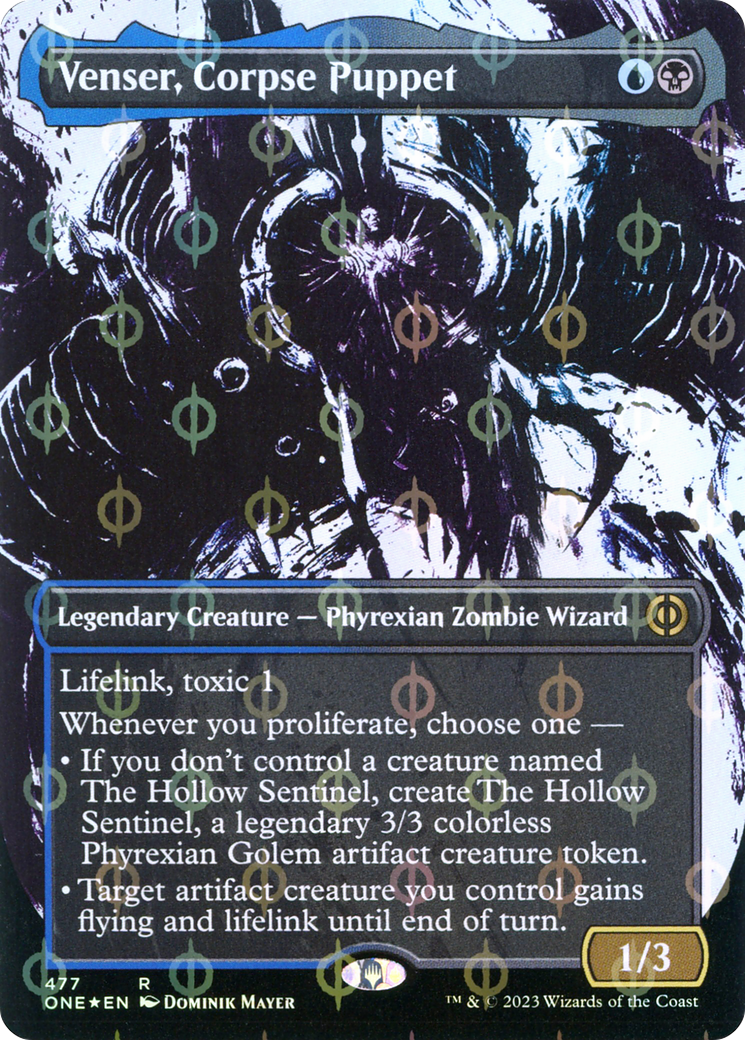 Venser, Corpse Puppet (Borderless Ichor Step-and-Compleat Foil) [Phyrexia: All Will Be One] | Rock City Comics