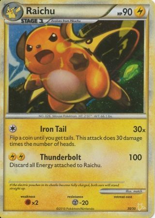 Raichu (30/30) [HeartGold & SoulSilver: Trainer Kit - Raichu] | Rock City Comics