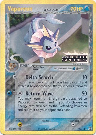 Vaporeon (18/113) (Delta Species) (Stamped) [EX: Delta Species] | Rock City Comics