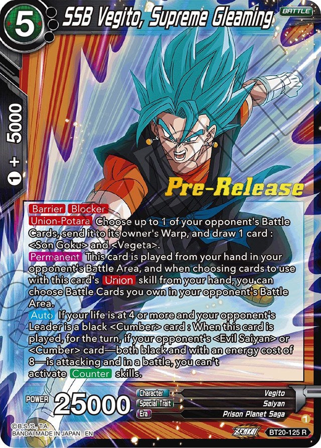 SSB Vegito, Supreme Gleaming (BT20-125) [Power Absorbed Prerelease Promos] | Rock City Comics