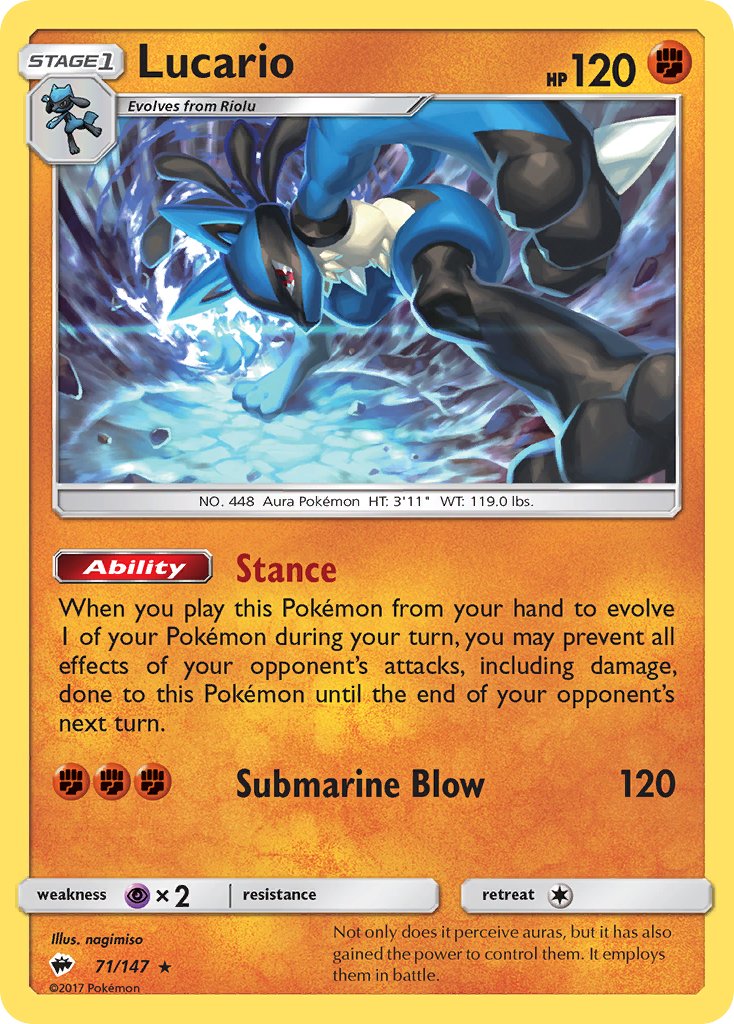 Lucario (71/147) (Theme Deck Exclusive) [Sun & Moon: Burning Shadows] | Rock City Comics