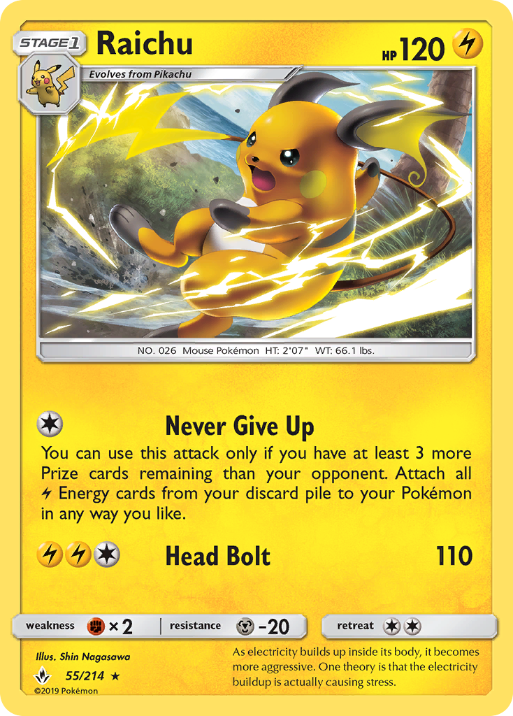 Raichu (55/214) [Sun & Moon: Unbroken Bonds] | Rock City Comics