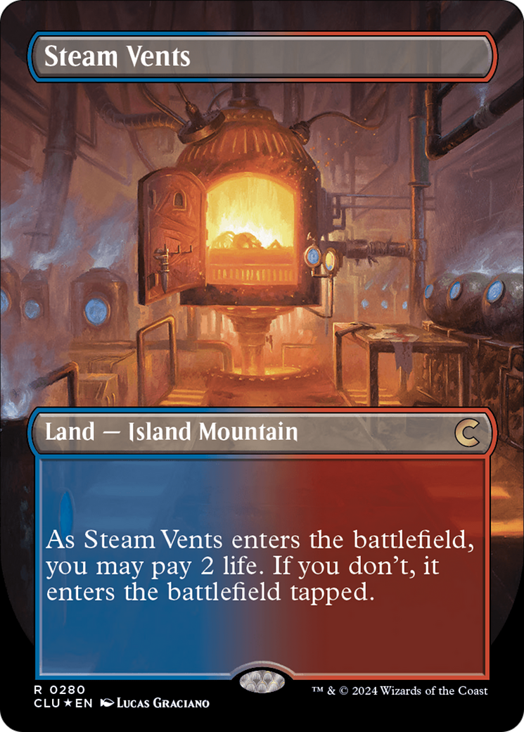 Steam Vents (Borderless) [Ravnica: Clue Edition] | Rock City Comics