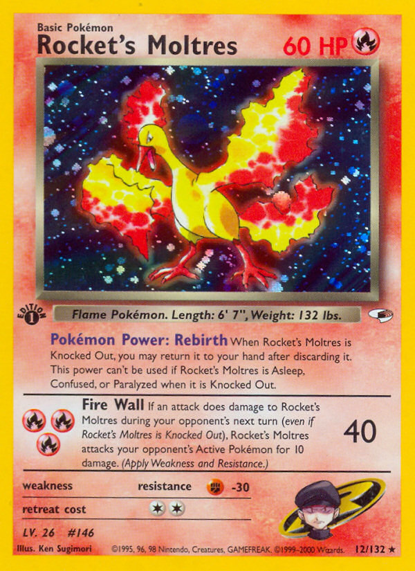 Rocket's Moltres (12/132) [Gym Heroes 1st Edition] | Rock City Comics