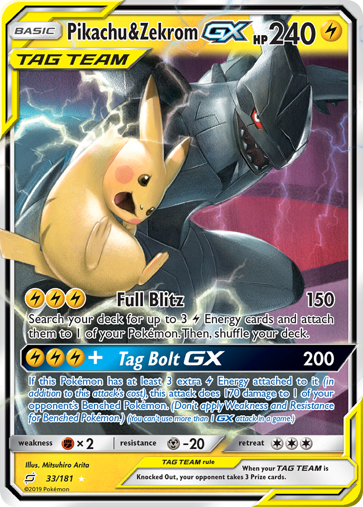 Pikachu & Zekrom GX (33/181) [Sun & Moon: Team Up] | Rock City Comics