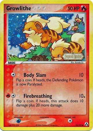 Growlithe (55/92) (Stamped) [EX: Legend Maker] | Rock City Comics