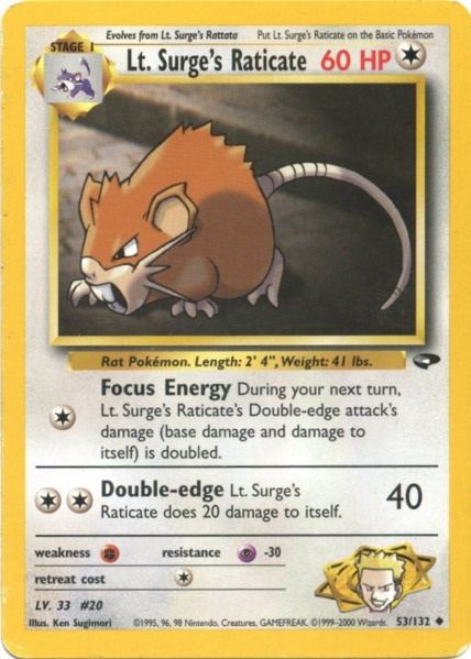 Lt. Surge's Raticate (53/132) [Gym Challenge Unlimited] | Rock City Comics