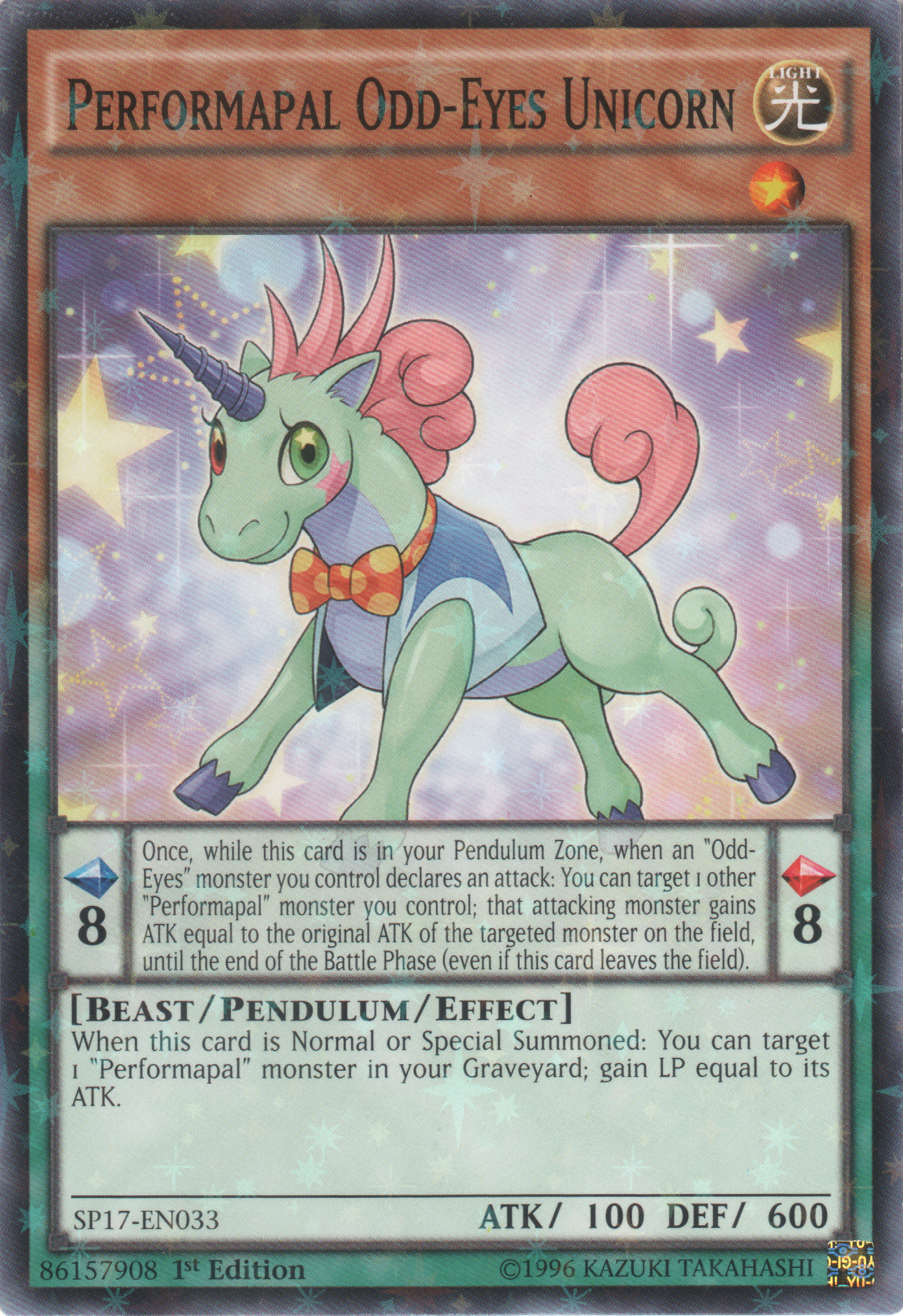 Performapal Odd-Eyes Unicorn [SP17-EN033] Starfoil Rare | Rock City Comics