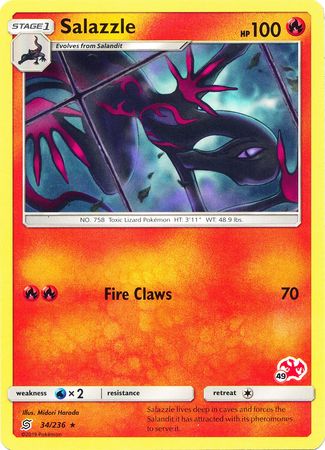 Salazzle (34/236) (Charizard Stamp #49) [Battle Academy 2020] | Rock City Comics