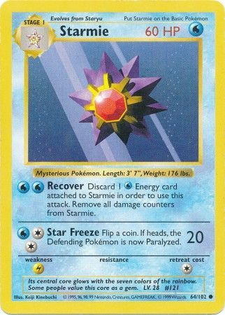 Starmie (64/102) [Base Set Shadowless Unlimited] | Rock City Comics